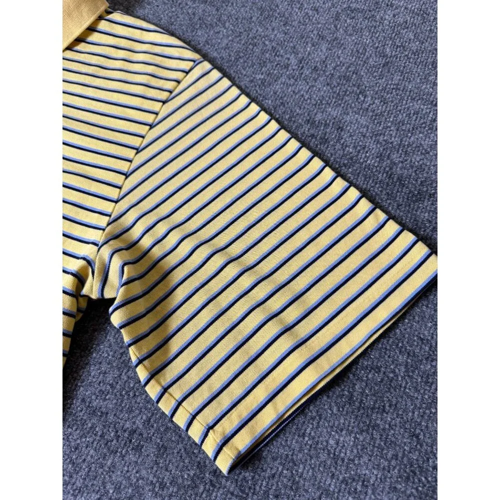 Polo Golf Ralph‎ Lauren Polo Shirt Mens XL Yellow/Blue Striped Short Sleeve Pony